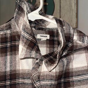 Garage  Casual Brown Plaid Shirt